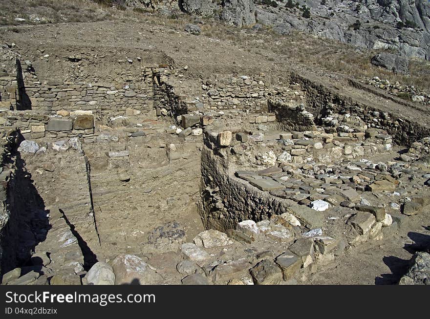 Archaeological excavations in the Crimea - the ruins of buildings belonging to the Middle Ages. Archaeological excavations in the Crimea - the ruins of buildings belonging to the Middle Ages.