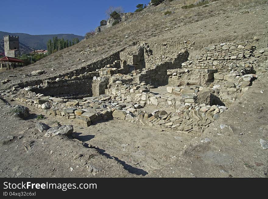 Archaeological excavations in the Crimea - the ruins of buildings belonging to the Middle Ages. Archaeological excavations in the Crimea - the ruins of buildings belonging to the Middle Ages.