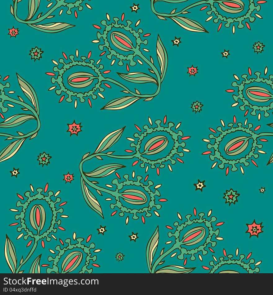 Seamless texture with abstract flowers