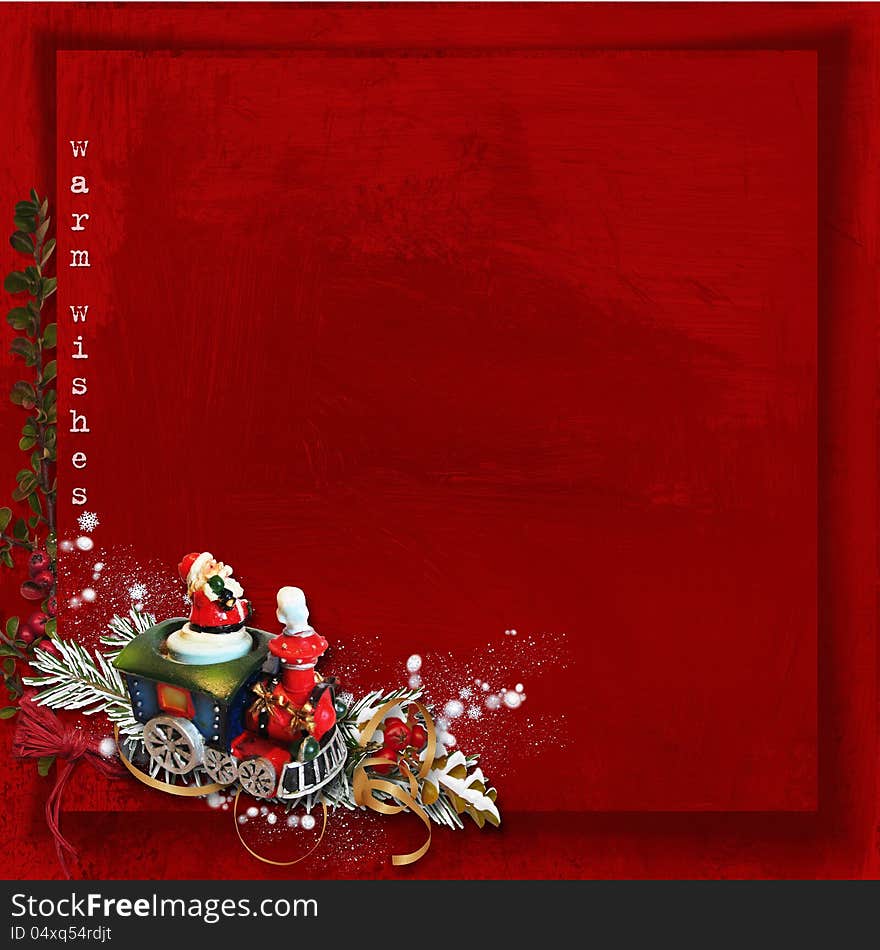 Christmas Greeting Card. Christmas train on the perfect background. Christmas Greeting Card. Christmas train on the perfect background