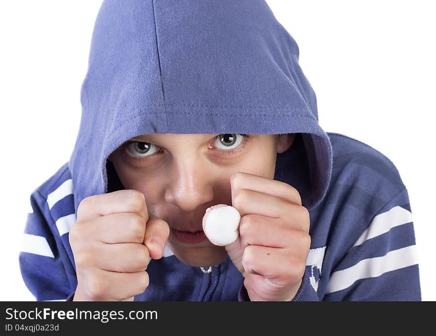 Close up portrait of  a boy with grimace. Close up portrait of  a boy with grimace