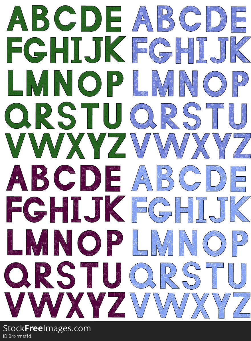 Alphabet with christmas pattern