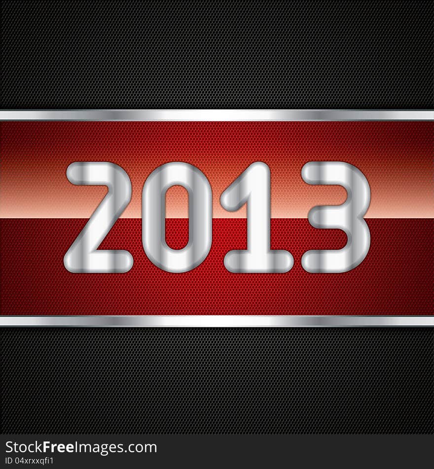 Happy new year 2013 text in metallic look