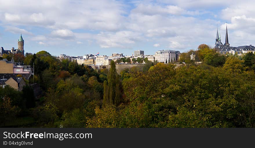 The Luxembourg downtown taken from the central bridge