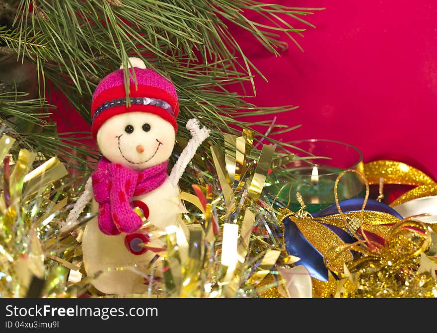 Figure of merry Christmas snowman isolated