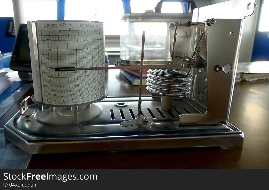 Detail of barograph inside a ship vessel