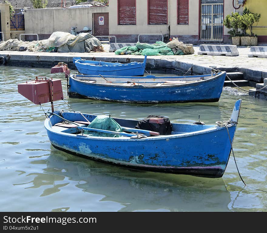 Wooden boats in the port of la spezia