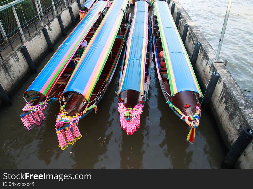 Colorful boats stand by for tourists