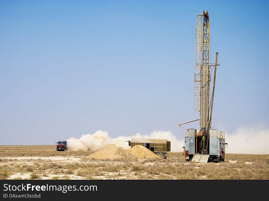 The Drilling Rig In The Steppe