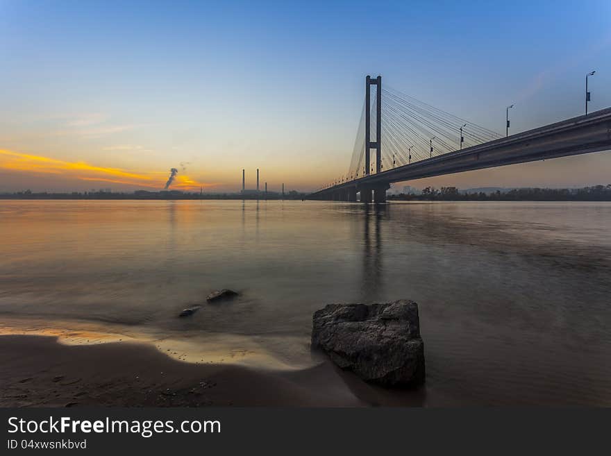 South Bridge at dawn. Ukraine. Kiev.