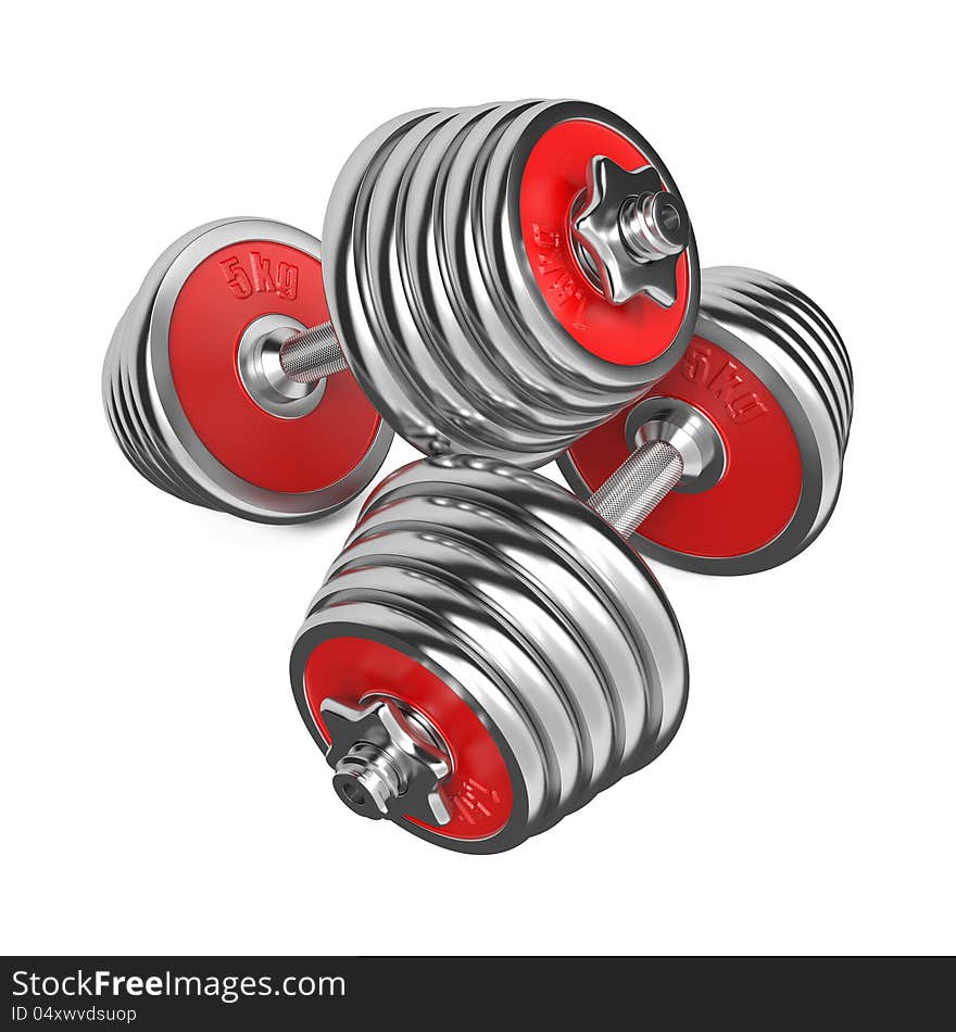 Iron Dumbbells Weight On White Background. 3d