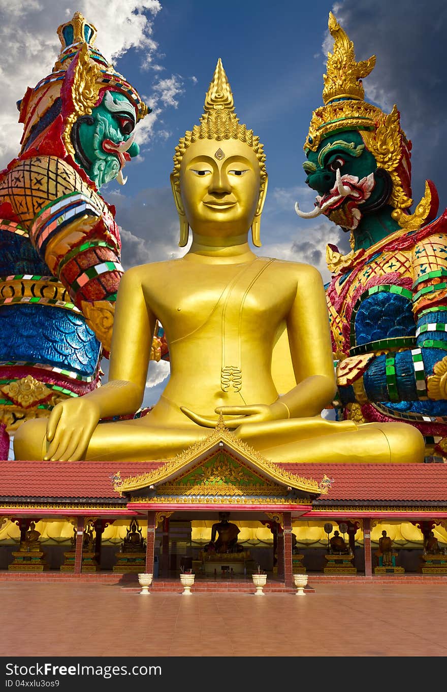 Large Buddha statue, which is a giant statue in the background. Large Buddha statue, which is a giant statue in the background.