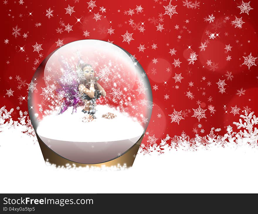 Christmas snow globe with fairy