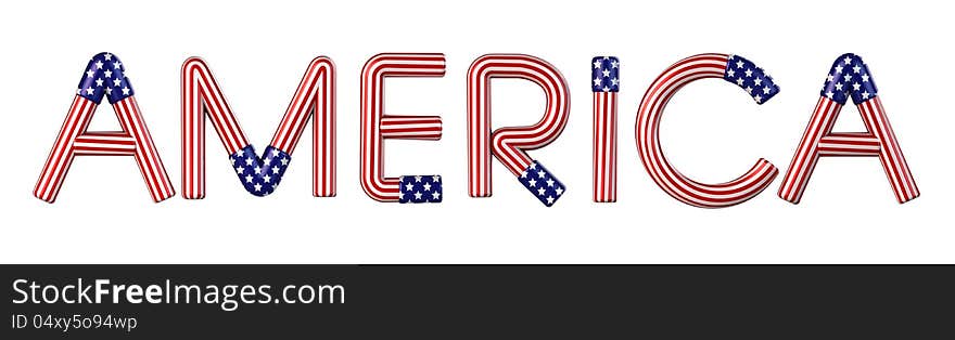 America text with American flag texture.