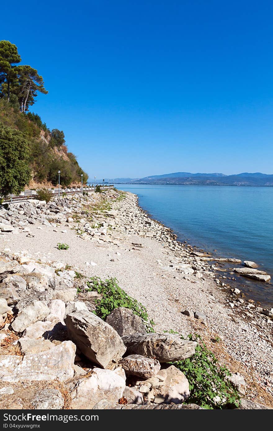 Panorama of Lake Trasimeno in Italy near Perugia