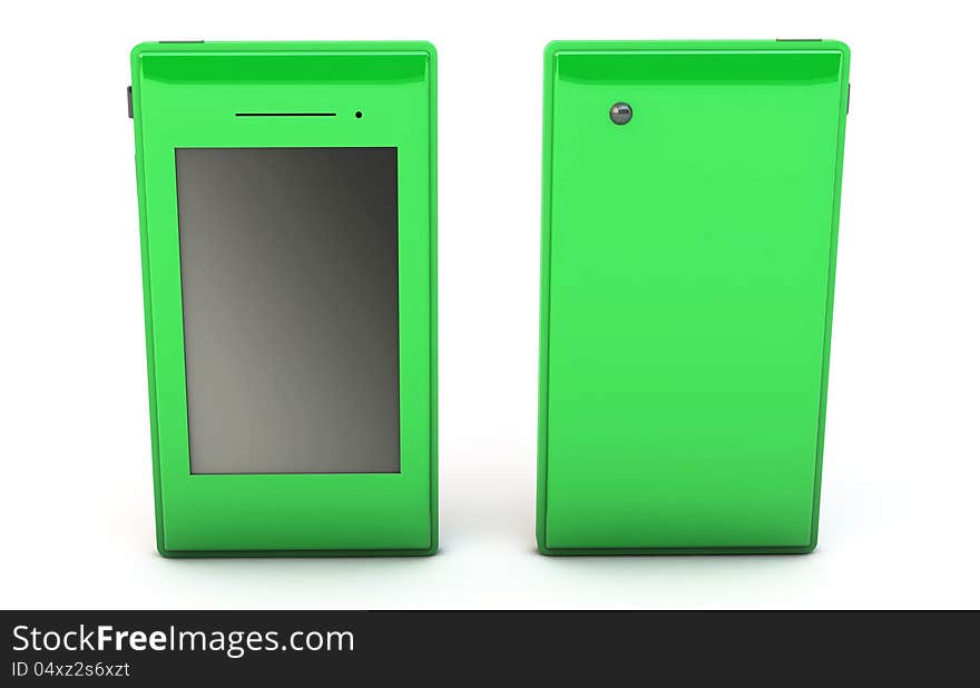 Green Smartphone on white background. Green Smartphone on white background