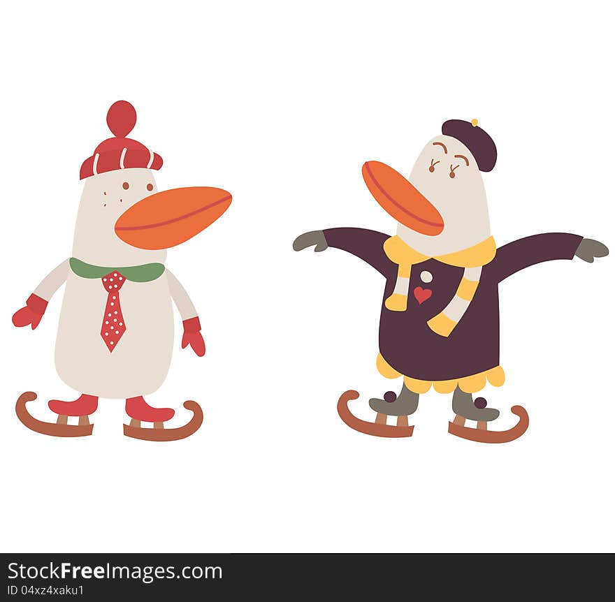 Vector christmas penguins