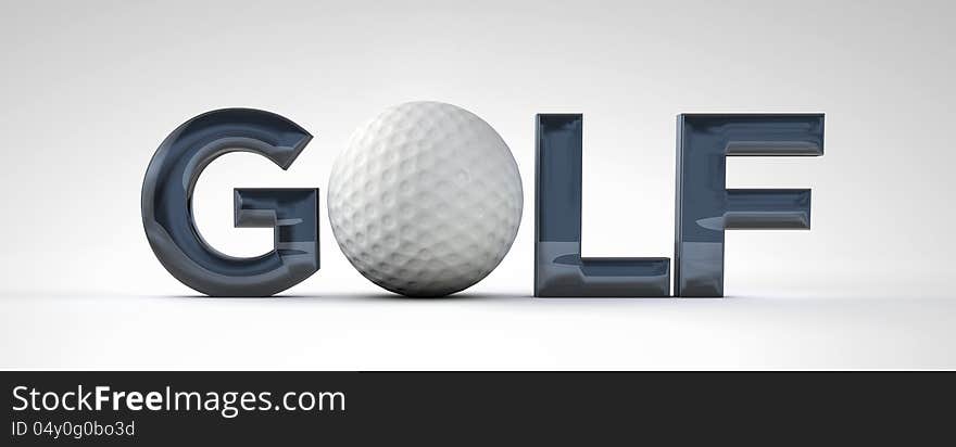 Golf word with a golf ball. CLipping path included for precise selection.