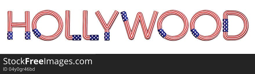 Hollywood American flag text isolated.