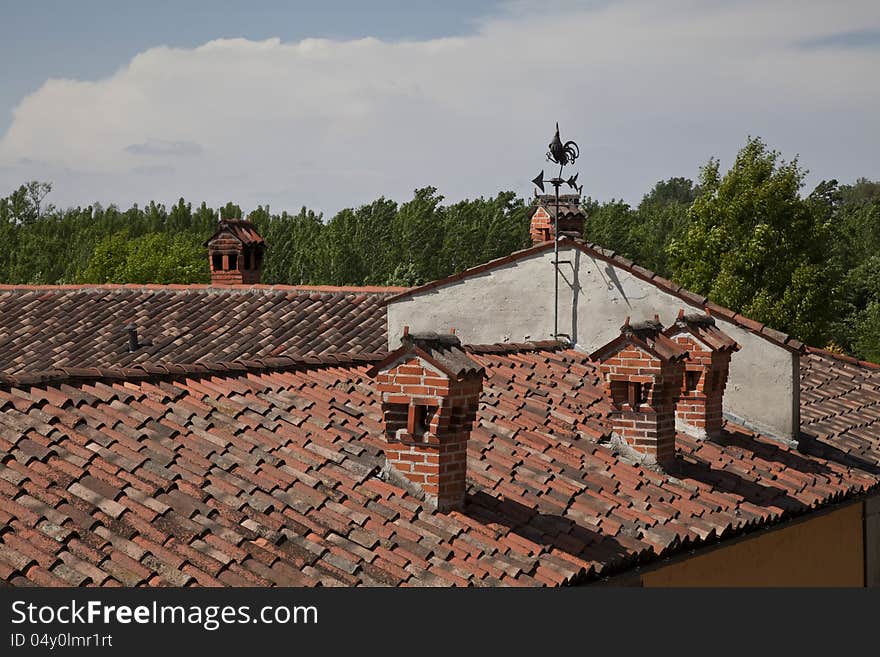 Weathervane on the roof of the farm