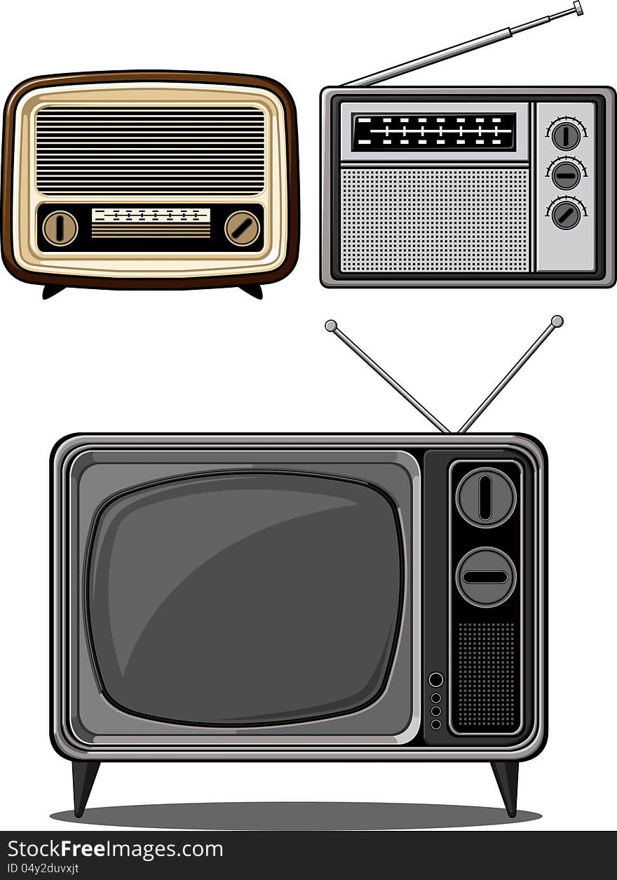 A vector set of mass communication devices: television and radio, in retro style. These vectors are very good for card, brochure, or other application that need old-school and retro theme. Available as a Vector in EPS8 format that can be scaled to any size without loss of quality. Each elements/objects can be separated for further editing, capable of being used individually. Good for many uses & application. A vector set of mass communication devices: television and radio, in retro style. These vectors are very good for card, brochure, or other application that need old-school and retro theme. Available as a Vector in EPS8 format that can be scaled to any size without loss of quality. Each elements/objects can be separated for further editing, capable of being used individually. Good for many uses & application.