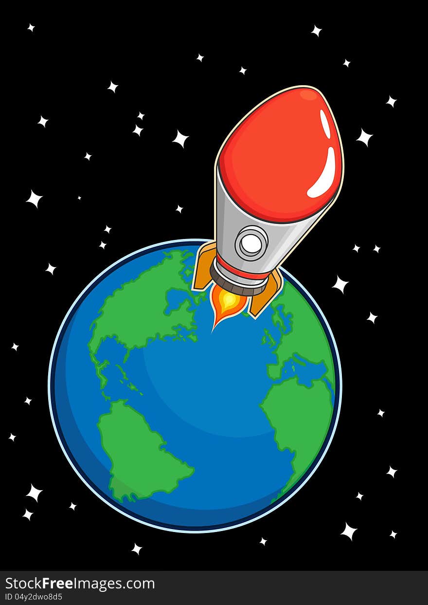 A vector image of a rocket flying & leaving earth. This vector is very good for design that needs science element. Available as a Vector in EPS8 format that can be scaled to any size without loss of quality. Good for many uses & application. Elements could be separated for further editing. Color easily changed. A vector image of a rocket flying & leaving earth. This vector is very good for design that needs science element. Available as a Vector in EPS8 format that can be scaled to any size without loss of quality. Good for many uses & application. Elements could be separated for further editing. Color easily changed.