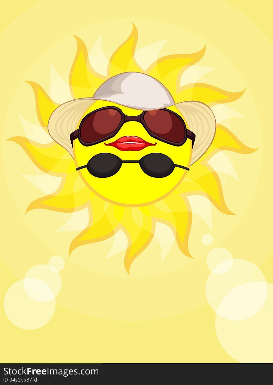 A vector image of a sun on summer and dressed with hat, sunglasses, and bikini. Good for many application. Available as a Vector in EPS8 format that can be scaled to any size without loss of quality. The graphics elements are all can be moved or edited individually. A vector image of a sun on summer and dressed with hat, sunglasses, and bikini. Good for many application. Available as a Vector in EPS8 format that can be scaled to any size without loss of quality. The graphics elements are all can be moved or edited individually.