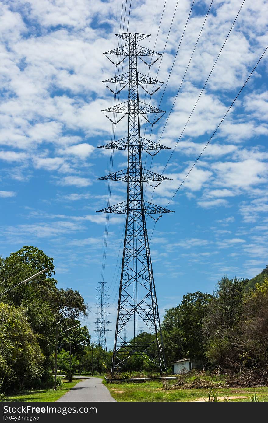 A large electric post in rural areas. A large electric post in rural areas.