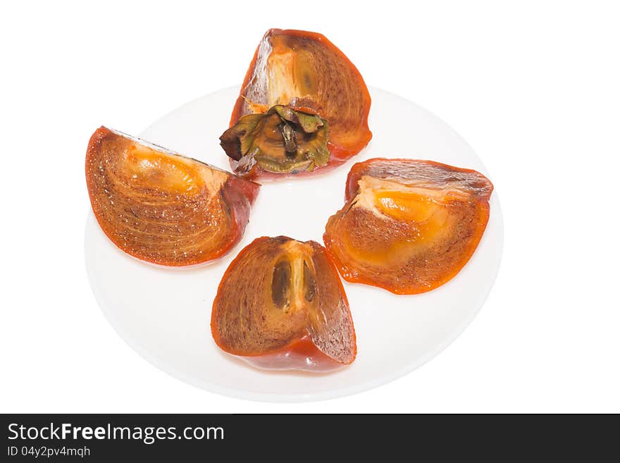 Cut orange persimmon