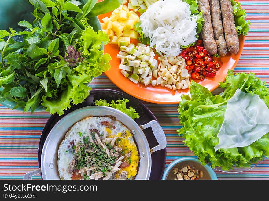 Traditional northern thai native food set