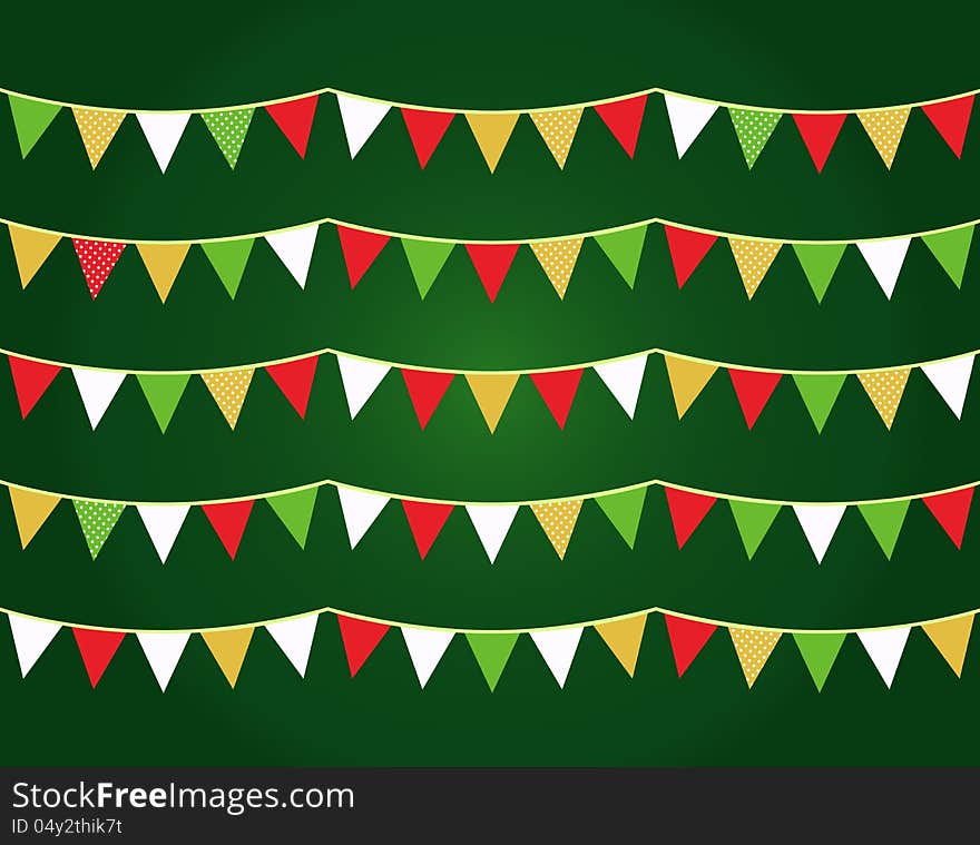 Colorful Christmas flags or bunting set