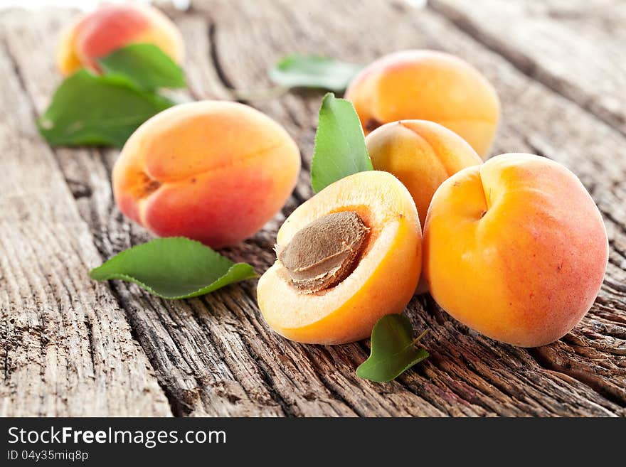 Apricots with leaves