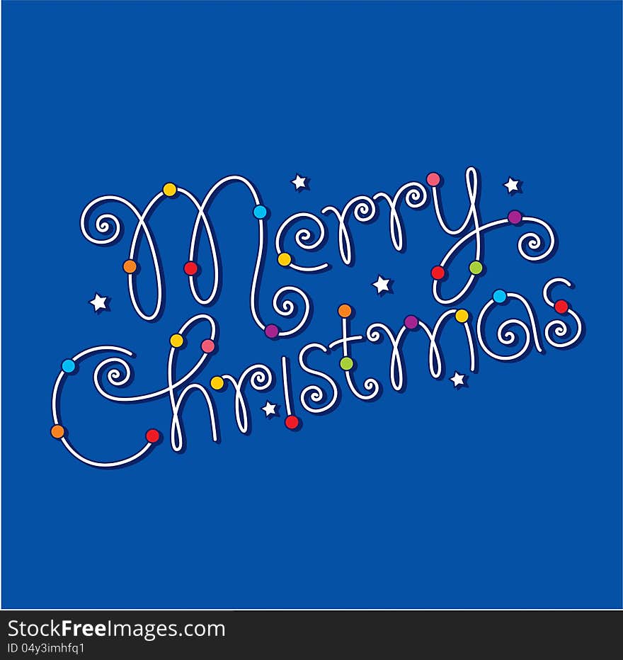 Merry christmas hand lettering with stars and beads