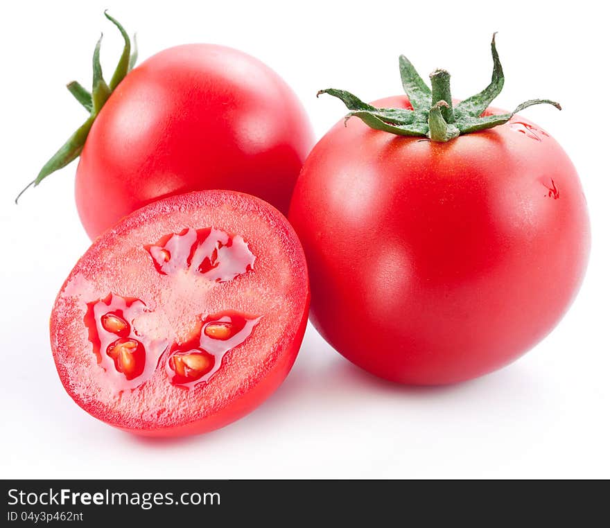 Tomatoes on a white background