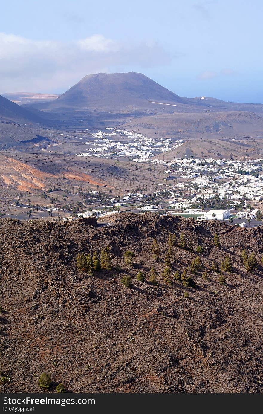 Valley and mountains on Lanzarote