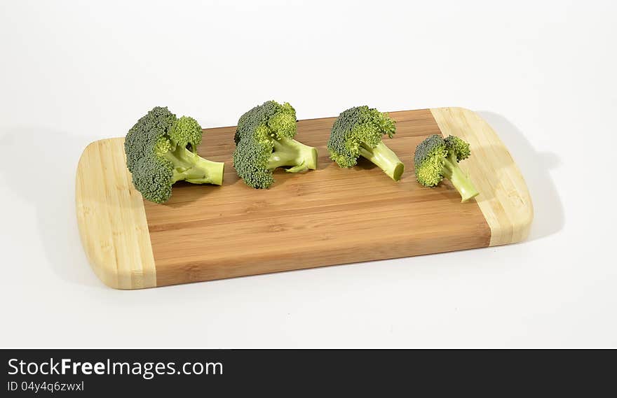 Fresh and healthy organic broccoli on a cutting board