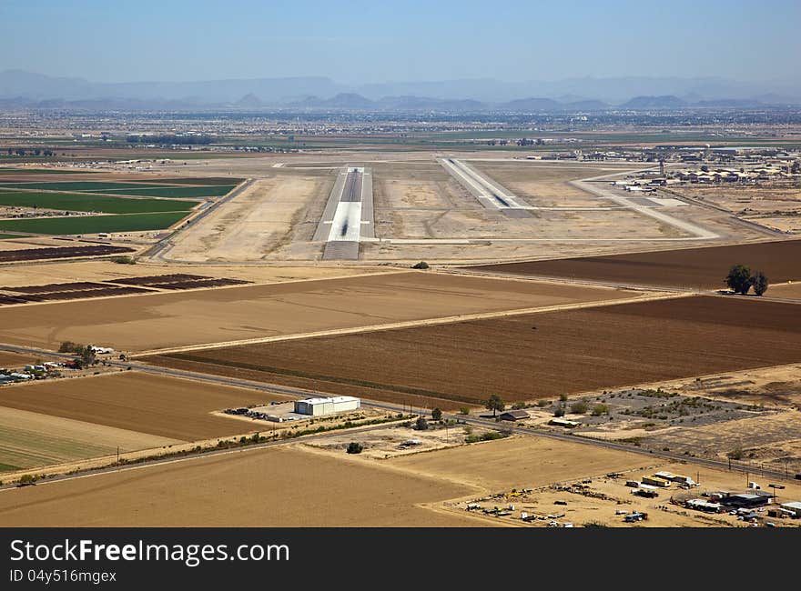 Pilot view of runways at Luke near Phoenix, Arizona