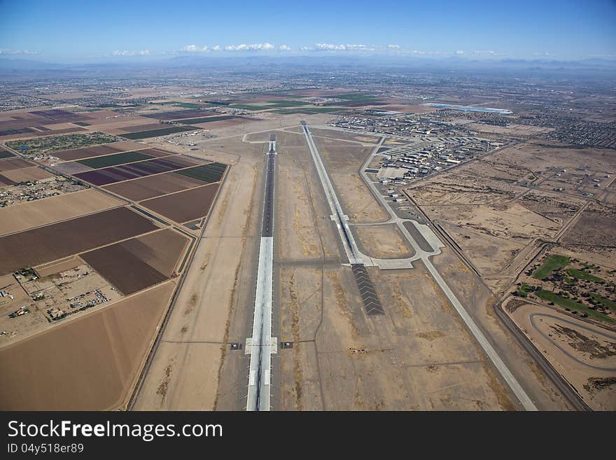 Pilot view of runways at Luke near Phoenix, Arizona