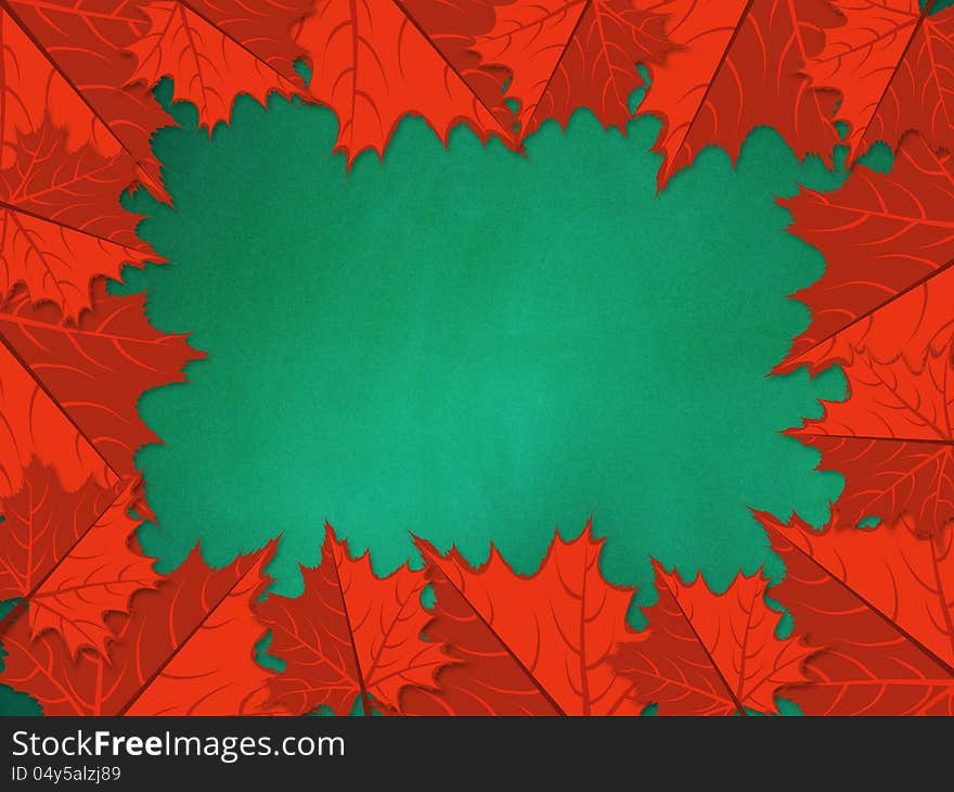 Illustration of red maple leaves on chalkboard background. Illustration of red maple leaves on chalkboard background.