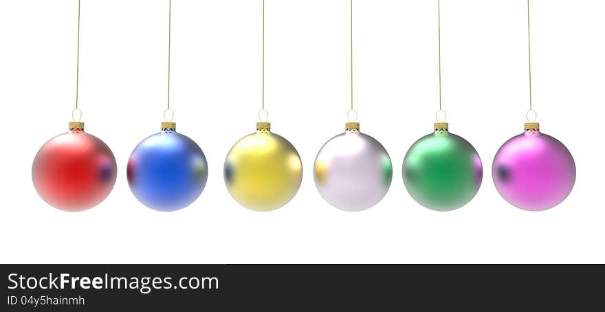 Colorful Christmas baubles on white background. Colorful Christmas baubles on white background