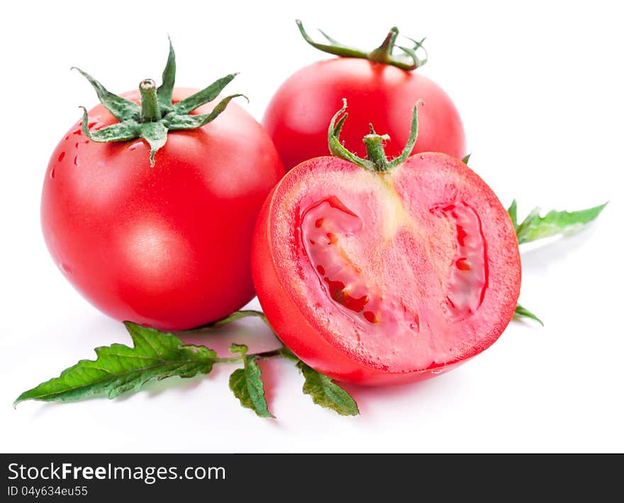 Tomatoes on a white background