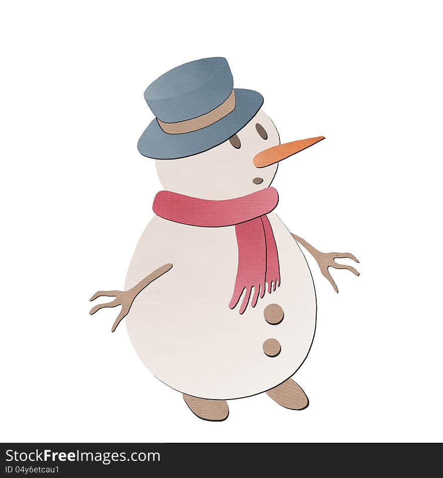 Snowman made of craft paper