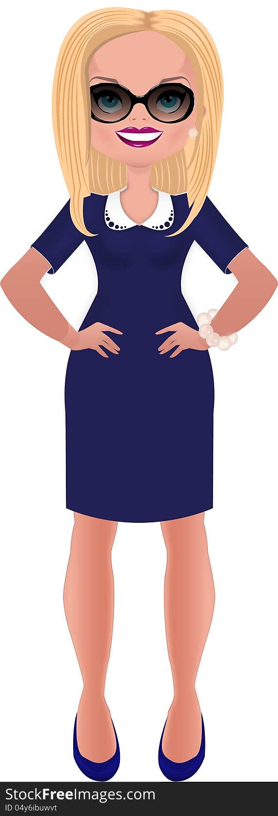 Business woman in blue dress