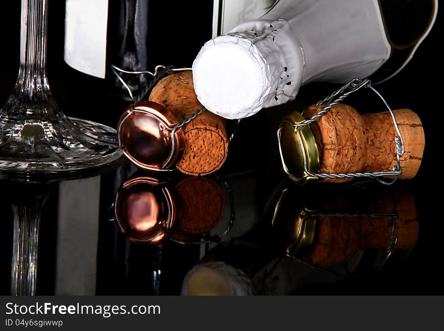 Image of New years eve celebration with couple of bottles of champagne. Image of New years eve celebration with couple of bottles of champagne