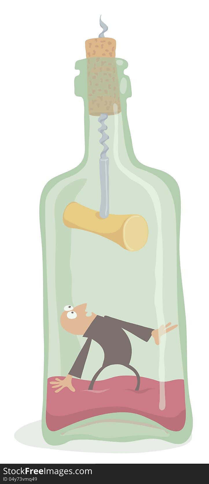 Drunkard inside the bottle, editable vector EPS 8 file. Drunkard inside the bottle, editable vector EPS 8 file.