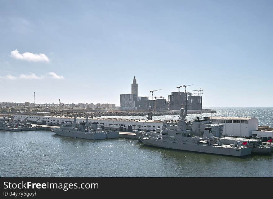 A view of casablanca and military vessel