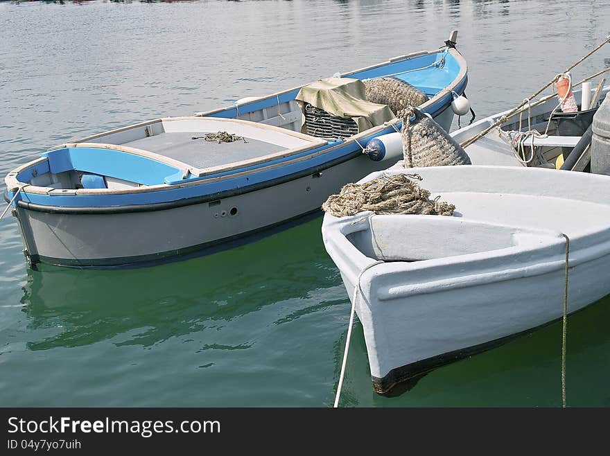 Wooden boats in the port of la spezia