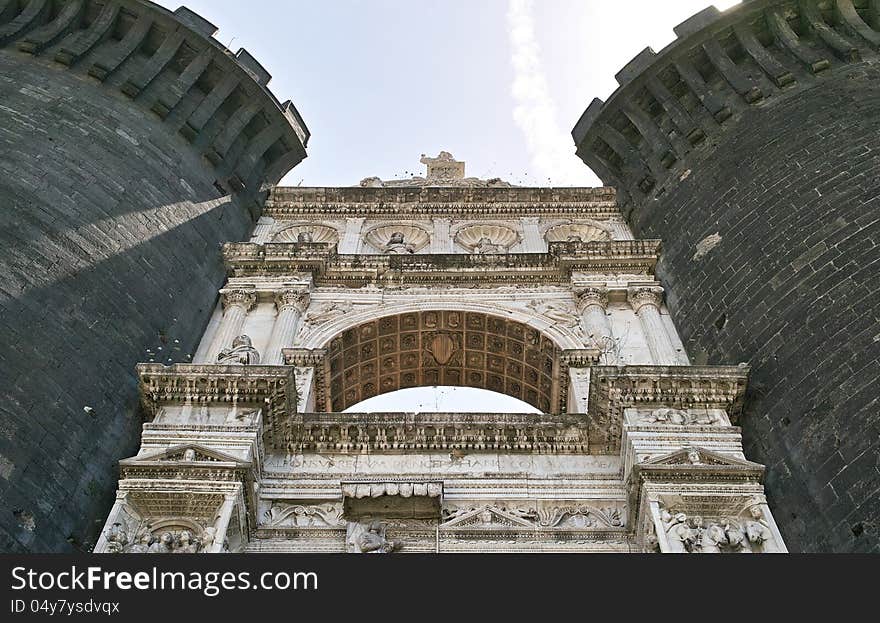 Detail of maschio angioino in napoli