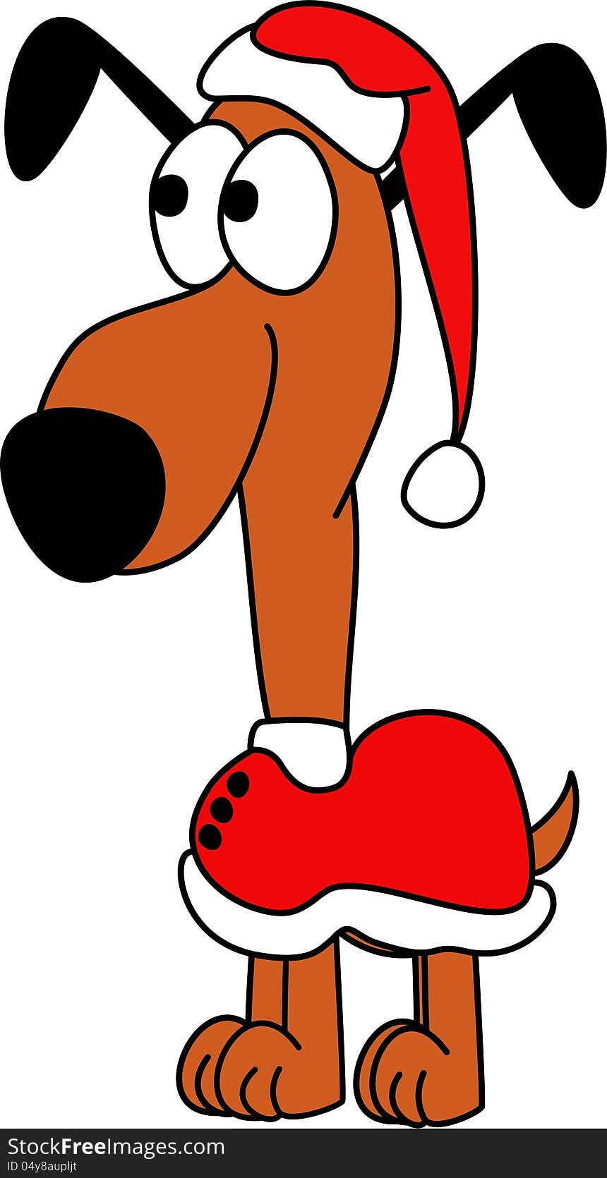 A very cute dog for a happy Christmas. Vectorial handdrawn image. A very cute dog for a happy Christmas. Vectorial handdrawn image