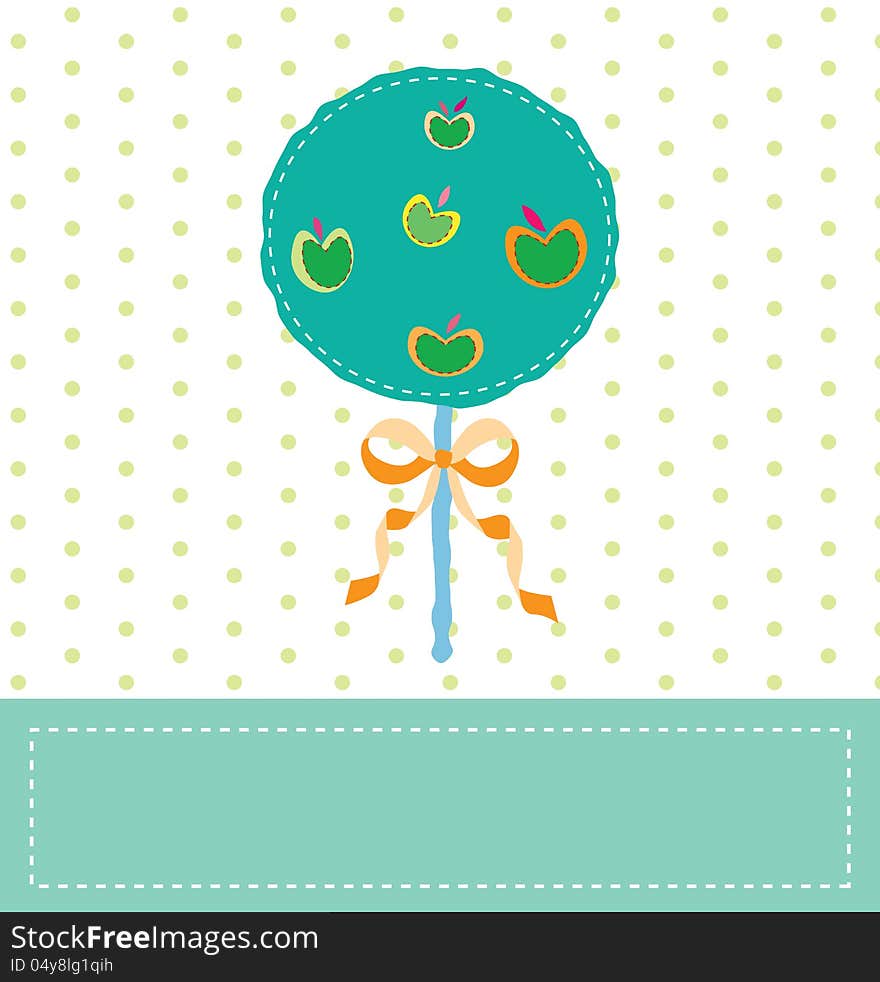 Apple tree with ribbon card